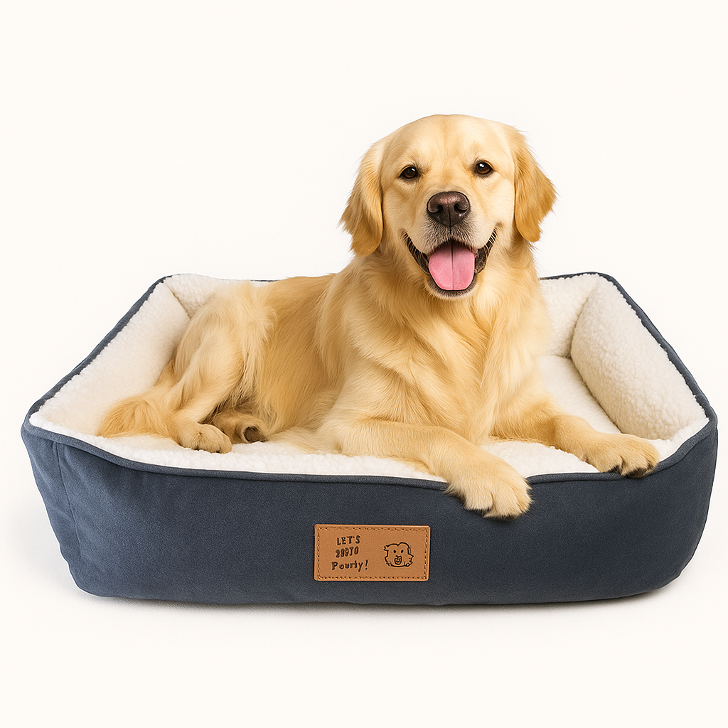 Luxury Plush Calming Zipper Dog Bed Anthracite | Anti Slip | Anti Allergy | Orthopedic | Vet Approved