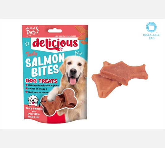 World of pets Salmon Bite Dog Treat 12pk 80g