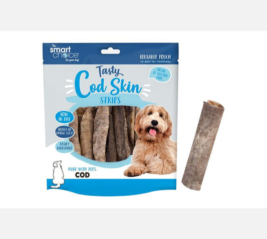 Smart Choice Cod Skin Strips Dog Treat 12 Pack 95g