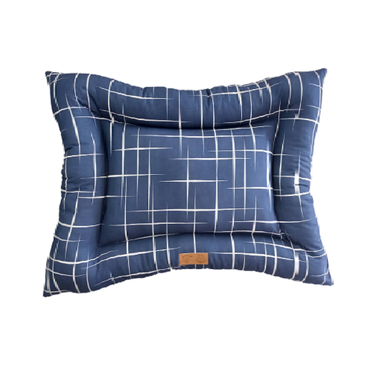 Luxury Dog Cushion Mat Double Sided Checkured / Navy