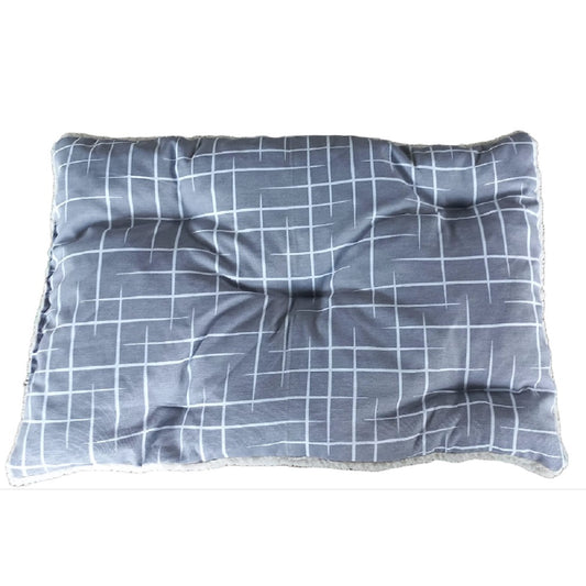 Luxury Dog Plush Cushion Mat Double Sided Grey Patterened