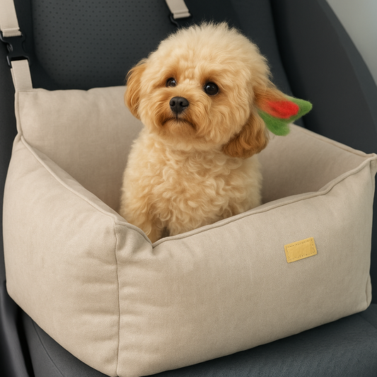 Luxury Dog Pet Seat Beige | Orthopaedic | Anti-Allergen | Machine Washable