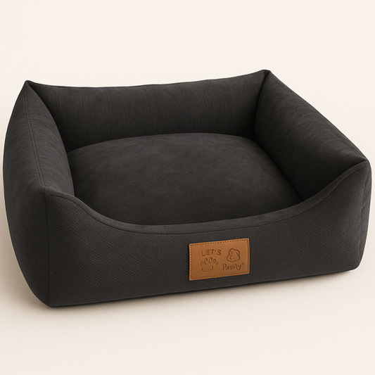 Luxury Square Calming Zipper Dog Bed Anthracite | Anti Slip | Anti Allergy | Orthopedic | Vet Approved
