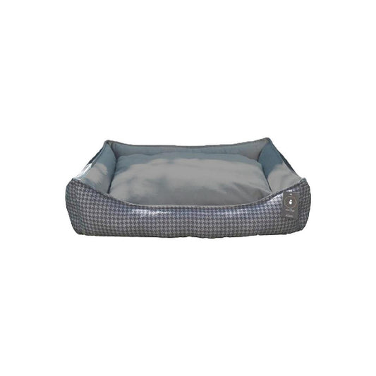 Luxury Calming Zipper Dog Bed Grey Houndstooth | Anti Slip | Anti Allergy | Orthopedic | Vet Approved
